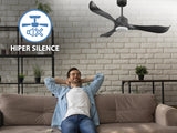 Ventilador de techo Reversible Termostato Dimable Wifi Motor DC Techos Inclinados Mando a Distancia Luz tres tonos Adaptador 2/3 Aspas Hypersilence Memoria 2
