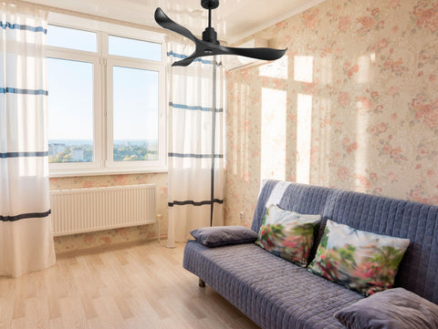 Ventilador de techo Reversible Termostato Dimable Wifi Motor DC Techos Inclinados Mando a Distancia Luz tres tonos Adaptador 2/3 Aspas Hypersilence Memoria 2