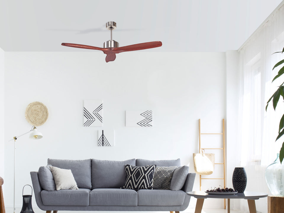 Ventilador de techo 35W reversible y 3 aspas de madera 132 cm