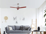 Ventilador de techo 35W reversible y 3 aspas de madera 132 cm