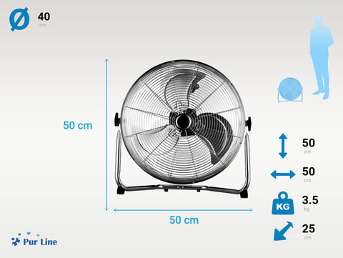 Ventilador industrial 90 W con 3 aspas y 3 velocidades