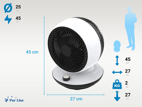 Ventilador de sobremesa con oscilación vertical