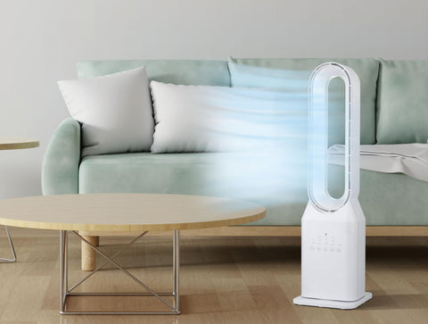 Ventilador de torre sin aspas con 3 velocidades y oscilación automática