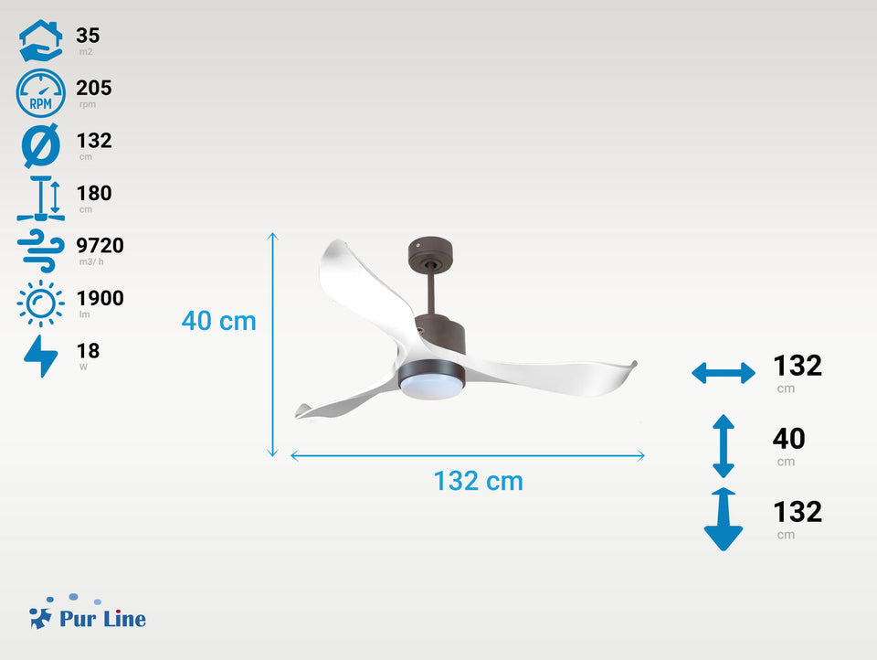 Ventilador de Techo Ultra silencioso de bajo consumo DC VirginD132C02LED65413