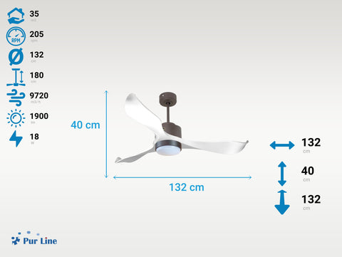 Ventilador de Techo Ultra silencioso de bajo consumo DC VirginD132C02LED65413