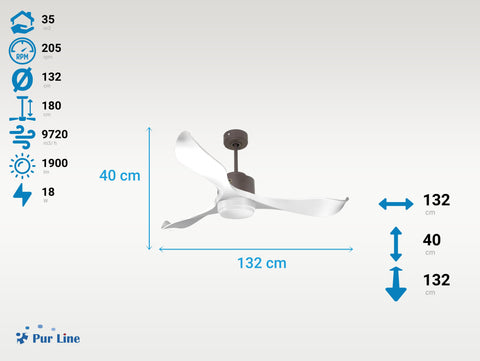 Ventilador de Techo Ultra silencioso de bajo consumo DC VirginD132C02LED65415