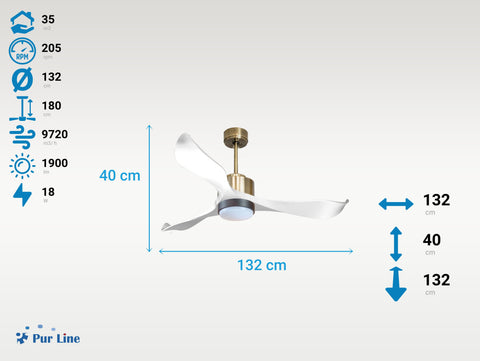 Ventilador de Techo Ultra silencioso de bajo consumo DC VirginD132C02LED65788