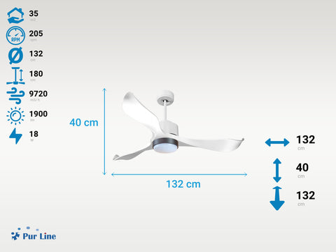 Ventilador de Techo Ultra silencioso de bajo consumo DC VirginD132C02LED66121