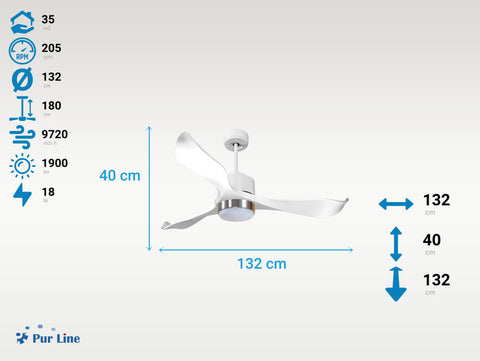Ventilador de Techo Ultra silencioso de bajo consumo DC VirginD132C02LED66124