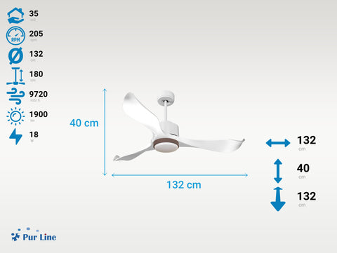 Ventilador de Techo Ultra silencioso de bajo consumo DC VirginD132C02LED66125
