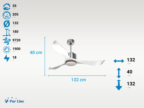 Ventilador de Techo Ultra silencioso de bajo consumo DC VirginD132C02LED66531