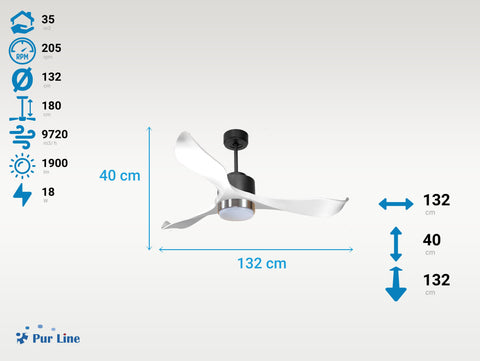 Ventilador de Techo Ultra silencioso de bajo consumo DC VirginD132C02LED70181