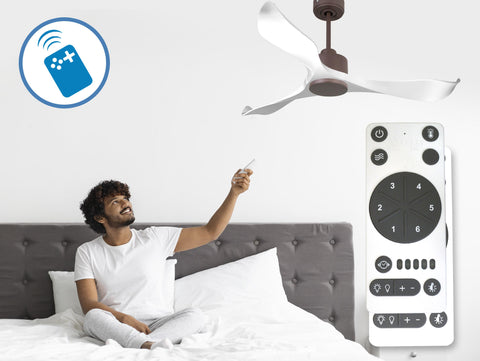 Ventilador de techo Reversible Termostato Wifi Motor DC Techos Inclinados Mando a Distancia Adaptador 2/3 Aspas Hypersilence Memoria 2