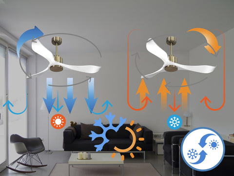 Ventilador de techo Reversible Termostato Wifi Motor DC Techos Inclinados Mando a Distancia Adaptador 2/3 Aspas Hypersilence Memoria 6