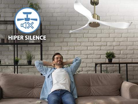Ventilador de techo Reversible Termostato Wifi Motor DC Techos Inclinados Mando a Distancia Adaptador 2/3 Aspas Hypersilence Memoria 5
