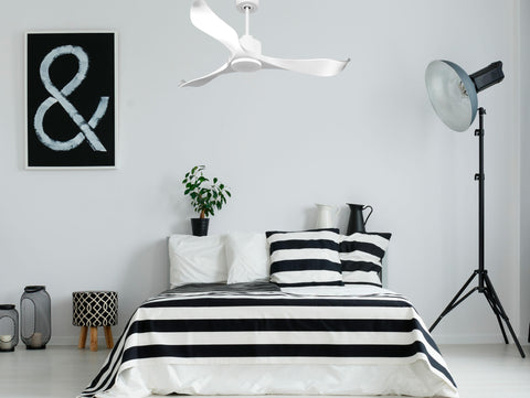 Ventilador de techo Reversible Termostato Wifi Motor DC Techos Inclinados Mando a Distancia Adaptador 2/3 Aspas Hypersilence Memoria 7