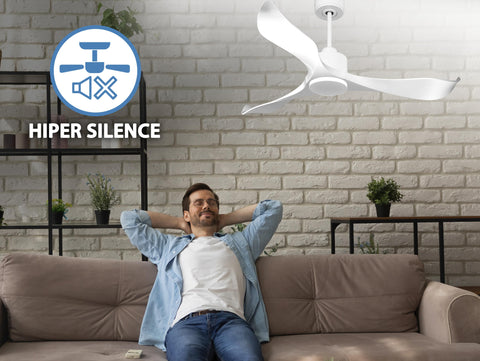 Ventilador de techo Reversible Termostato Wifi Motor DC Techos Inclinados Mando a Distancia Adaptador 2/3 Aspas Hypersilence Memoria 6
