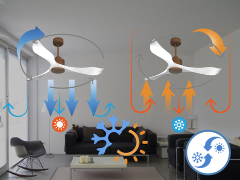 Ventilador de techo Reversible Termostato Wifi Motor DC Techos Inclinados Mando a Distancia Adaptador 2/3 Aspas Hypersilence Memoria 5