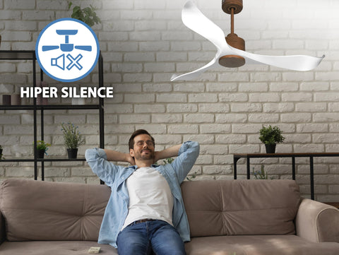 Ventilador de techo Reversible Termostato Wifi Motor DC Techos Inclinados Mando a Distancia Adaptador 2/3 Aspas Hypersilence Memoria 3