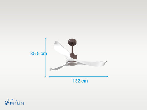 Ventilador de techo Reversible Termostato Dimable Wifi Motor DC Techos Inclinados Mando a Distancia Luz tres tonos Adaptador 2/3 Aspas Hypersilence Memoria 4