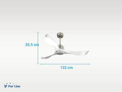 Ventilador de techo Reversible Termostato Dimable Wifi Motor DC Techos Inclinados Mando a Distancia Luz tres tonos Adaptador 2/3 Aspas Hypersilence Memoria 5