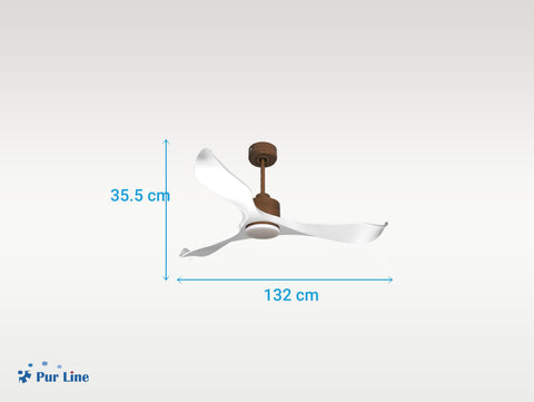 Ventilador de techo Reversible Termostato Dimable Wifi Motor DC Techos Inclinados Mando a Distancia Luz tres tonos Adaptador 2/3 Aspas Hypersilence Memoria 2