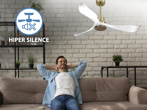 Ventilador de techo Reversible Termostato Wifi Motor DC Techos Inclinados Mando a Distancia Adaptador 2/3 Aspas Hypersilence Memoria 3