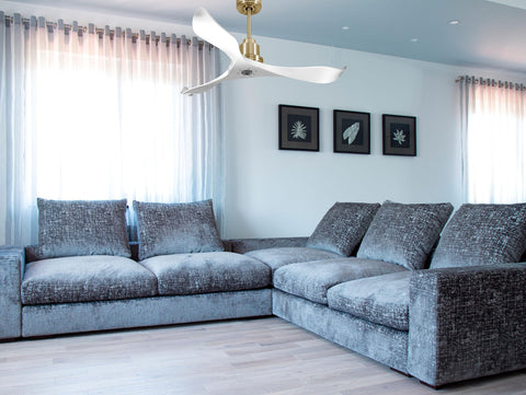 Ventilador de techo Reversible Termostato Dimable Wifi Motor DC Techos Inclinados Mando a Distancia Luz tres tonos Adaptador 2/3 Aspas Hypersilence Memoria 2