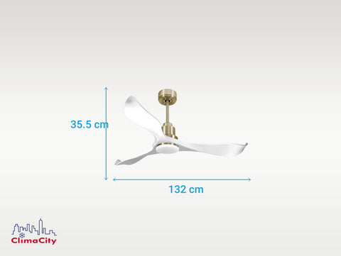 Ventilador de techo Reversible Termostato Dimable Wifi Motor DC Techos Inclinados Mando a Distancia Luz tres tonos Adaptador 2/3 Aspas Hypersilence Memoria 7