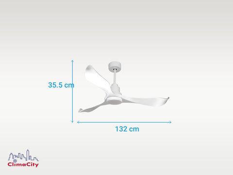 Ventilador de techo Reversible Termostato Dimable Wifi Motor DC Techos Inclinados Mando a Distancia Luz tres tonos Adaptador 2/3 Aspas Hypersilence Memoria 6