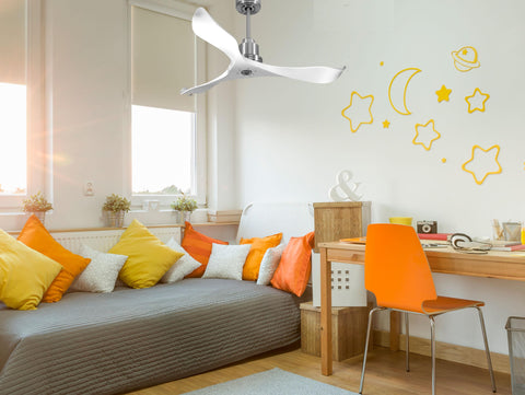 Ventilador de techo Reversible Termostato Dimable Wifi Motor DC Techos Inclinados Mando a Distancia Luz tres tonos Adaptador 2/3 Aspas Hypersilence Memoria 2