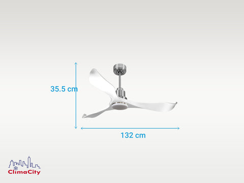 Ventilador de techo Reversible Termostato Dimable Wifi Motor DC Techos Inclinados Mando a Distancia Luz tres tonos Adaptador 2/3 Aspas Hypersilence Memoria 7