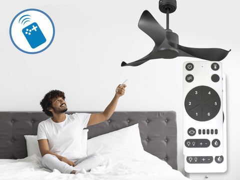 Ventilador de techo Reversible Termostato Wifi Motor DC Techos Inclinados Mando a Distancia Adaptador 2/3 Aspas Hypersilence Memoria 5