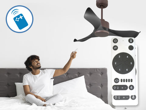 Ventilador de techo Reversible Termostato Wifi Motor DC Techos Inclinados Mando a Distancia Adaptador 2/3 Aspas Hypersilence Memoria 2