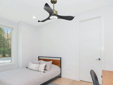 Ventilador de techo Reversible Termostato Dimable Wifi Motor DC Techos Inclinados Mando a Distancia Luz tres tonos Adaptador 2/3 Aspas Hypersilence Memoria 7