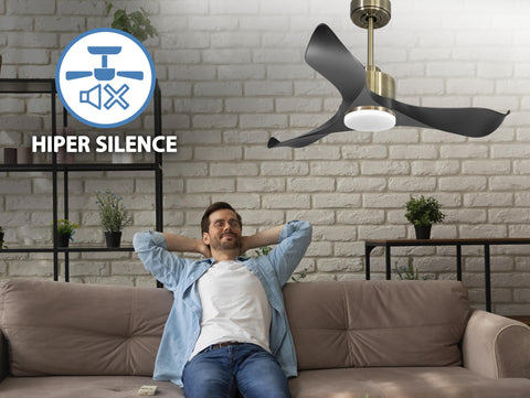 Ventilador de techo Reversible Termostato Dimable Wifi Motor DC Techos Inclinados Mando a Distancia Luz tres tonos Adaptador 2/3 Aspas Hypersilence Memoria 6