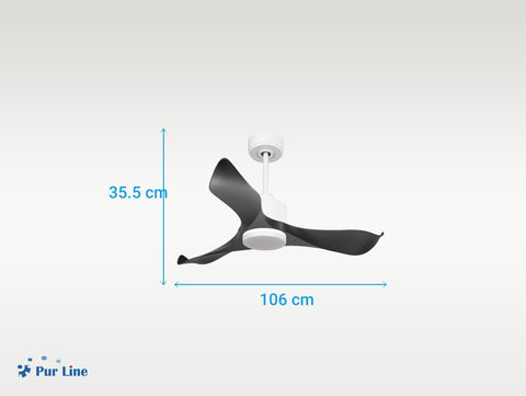 Ventilador de techo Reversible Termostato Dimable Wifi Motor DC Techos Inclinados Mando a Distancia Luz tres tonos Adaptador 2/3 Aspas Hypersilence Memoria 3