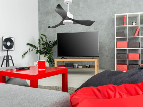 Ventilador de techo Reversible Termostato Dimable Wifi Motor DC Techos Inclinados Mando a Distancia Luz tres tonos Adaptador 2/3 Aspas Hypersilence Memoria 7