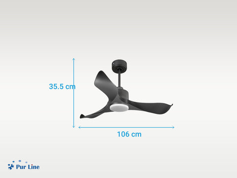 Ventilador de techo Reversible Termostato Dimable Wifi Motor DC Techos Inclinados Mando a Distancia Luz tres tonos Adaptador 2/3 Aspas Hypersilence Memoria 5