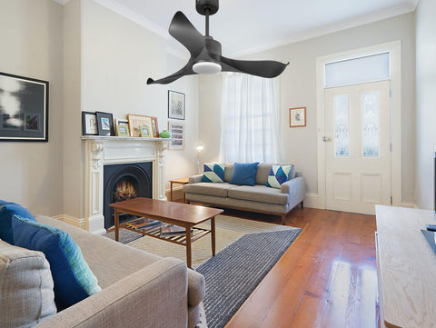 Ventilador de techo Reversible Termostato Dimable Wifi Motor DC Techos Inclinados Mando a Distancia Luz tres tonos Adaptador 2/3 Aspas Hypersilence Memoria 6