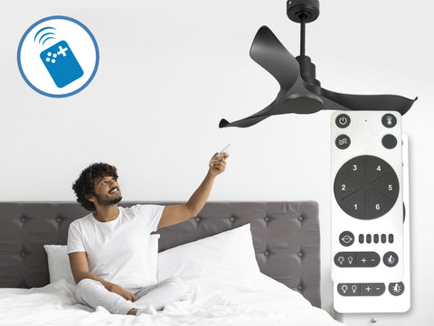Ventilador de techo Reversible Termostato Wifi Motor DC Techos Inclinados Mando a Distancia Adaptador 2/3 Aspas Hypersilence Memoria 5