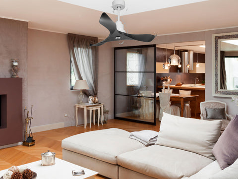 Ventilador de techo Reversible Termostato Dimable Wifi Motor DC Techos Inclinados Mando a Distancia Luz tres tonos Adaptador 2/3 Aspas Hypersilence Memoria 2