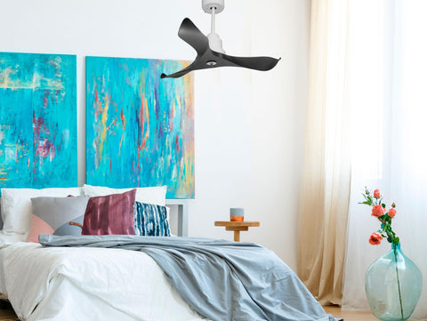 Ventilador de techo Reversible Termostato Dimable Wifi Motor DC Techos Inclinados Mando a Distancia Luz tres tonos Adaptador 2/3 Aspas Hypersilence Memoria 3