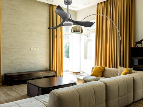 Ventilador de techo Reversible Termostato Dimable Wifi Motor DC Techos Inclinados Mando a Distancia Luz tres tonos Adaptador 2/3 Aspas Hypersilence Memoria 3