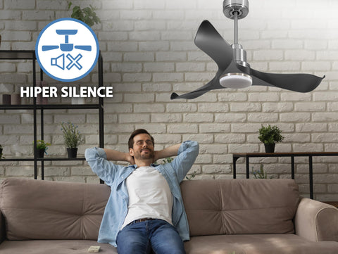 Ventilador de techo Reversible Termostato Dimable Wifi Motor DC Techos Inclinados Mando a Distancia Luz tres tonos Adaptador 2/3 Aspas Hypersilence Memoria 4