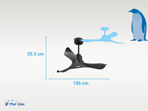 Ventilador de techo Reversible Termostato Dimable Wifi Motor DC Techos Inclinados Mando a Distancia Luz tres tonos Adaptador 2/3 Aspas Hypersilence Memoria 3