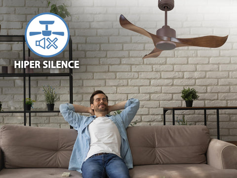 Ventilador de techo Reversible Termostato Wifi Motor DC Techos Inclinados Mando a Distancia Adaptador 2/3 Aspas Hypersilence Memoria 3