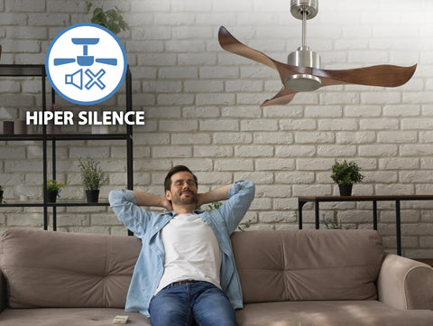Ventilador de techo Reversible Termostato Wifi Motor DC Techos Inclinados Mando a Distancia Adaptador 2/3 Aspas Hypersilence Memoria 2