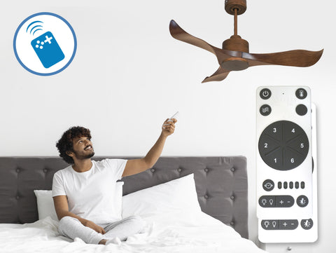 Ventilador de techo Reversible Termostato Wifi Motor DC Techos Inclinados Mando a Distancia Adaptador 2/3 Aspas Hypersilence Memoria 2