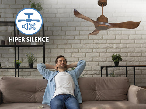 Ventilador de techo Reversible Termostato Wifi Motor DC Techos Inclinados Mando a Distancia Adaptador 2/3 Aspas Hypersilence Memoria 6